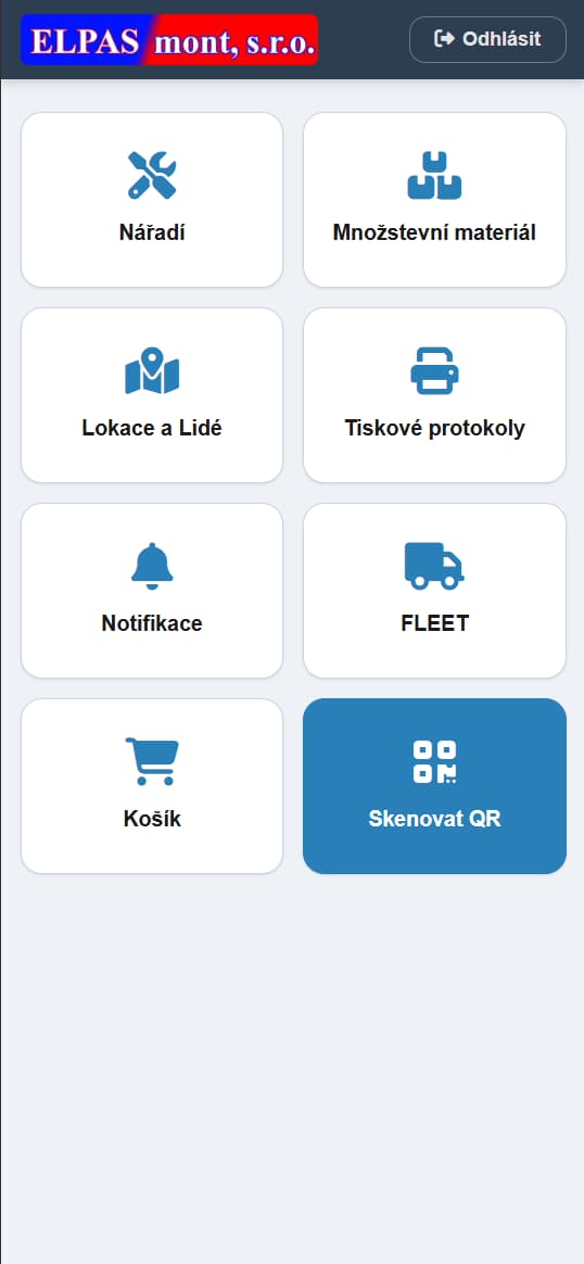 ELPAS mont - Evidence nářadí