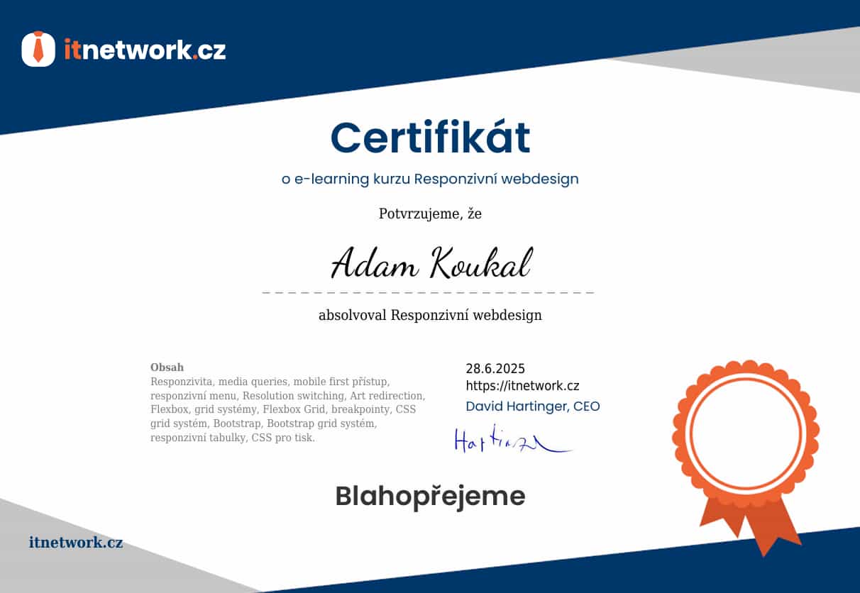 Responzivní webdesign certifikát